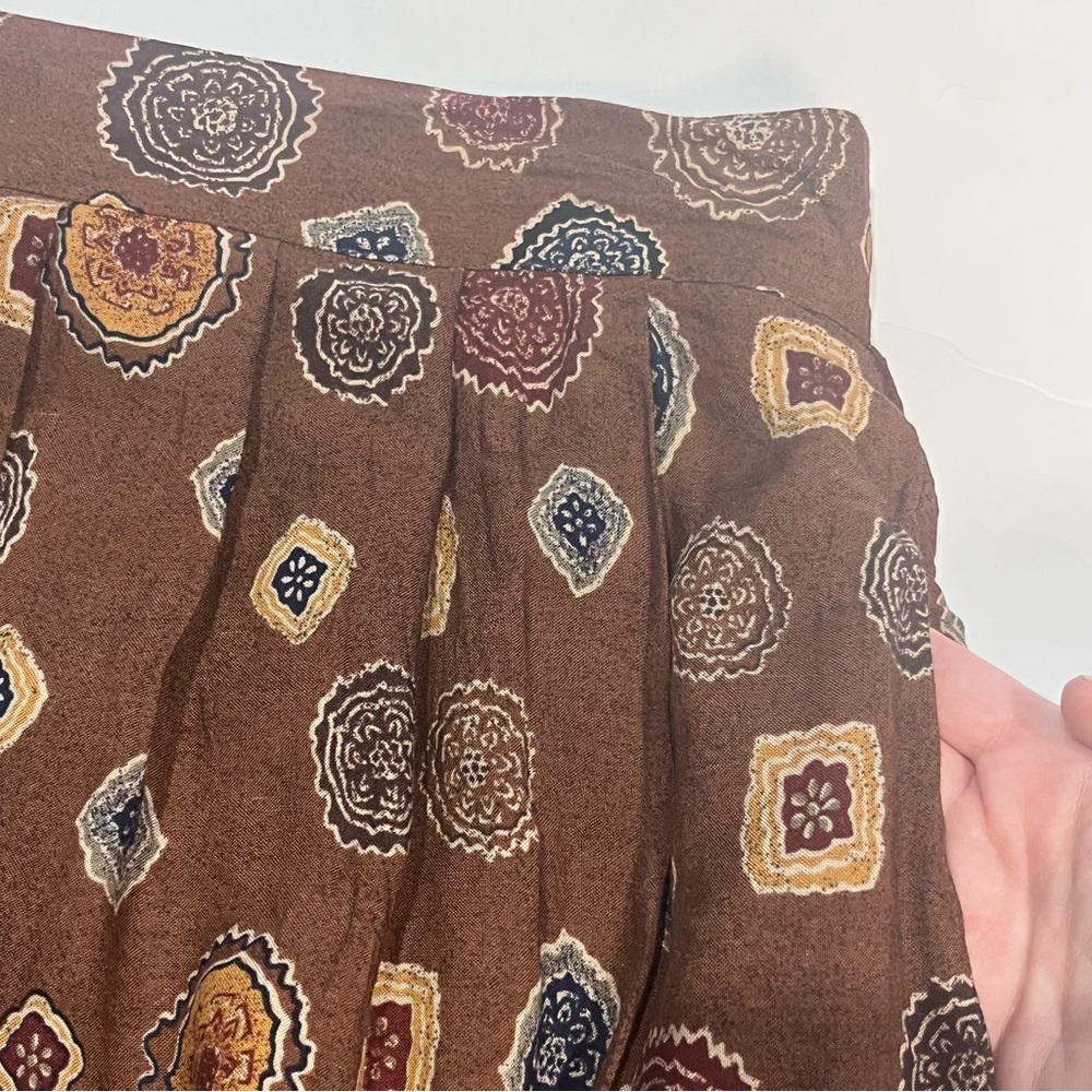 Vintage Brown Abstract Bohemian Print Maxi Ankle Length Skirt SAG Harbor Medium - Picture 5 of 14